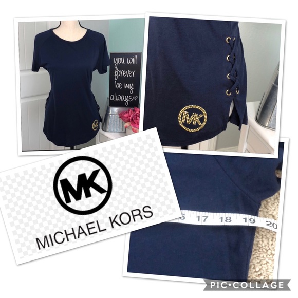 Michael Kors Tops - Michael Kors navy blue top.  Side ties. Sz M